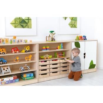 Echtholz Regal M, 12 Holzkästen H7 (098509)